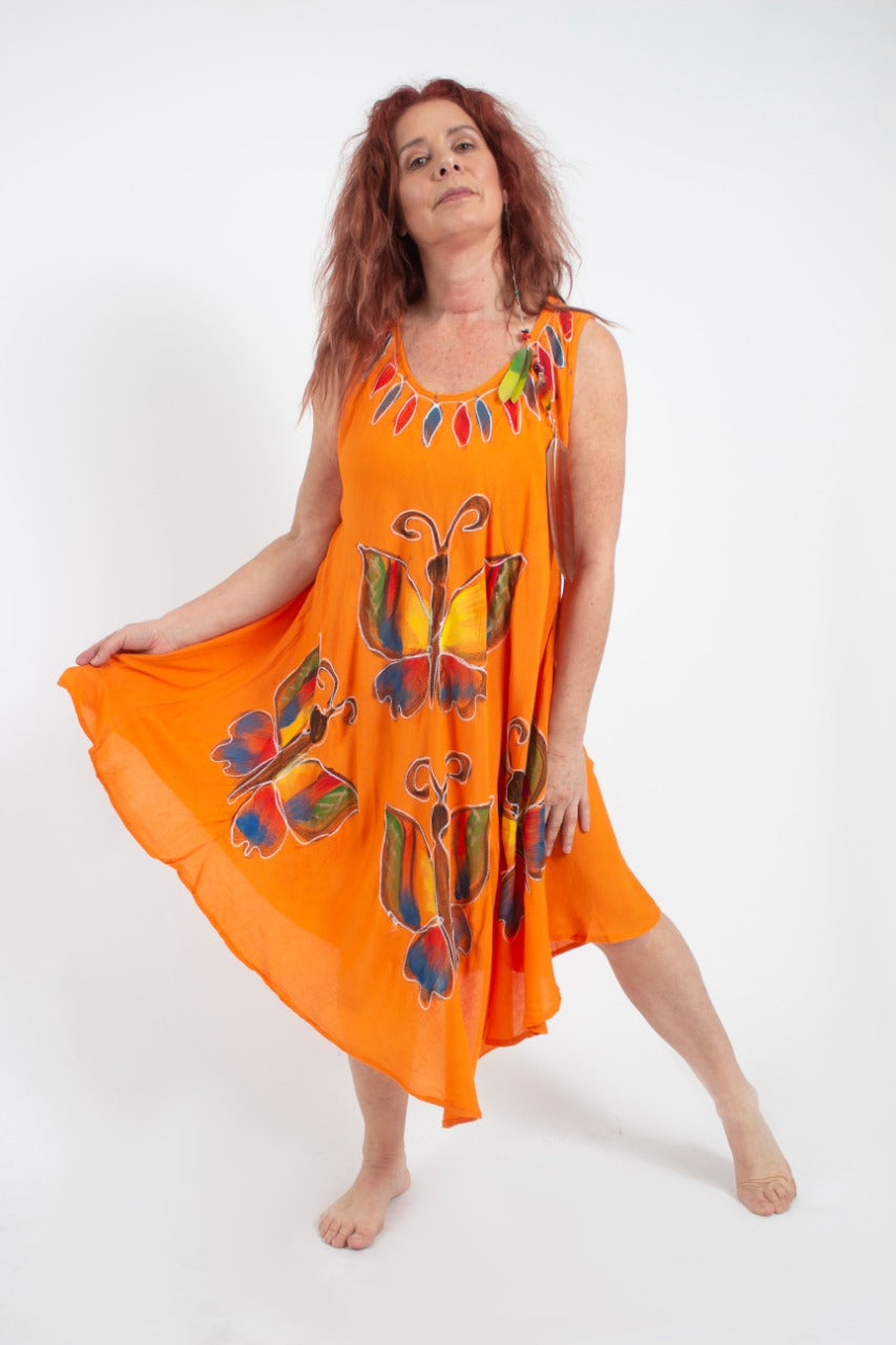 Vestido 3 Mariposas Naranjo