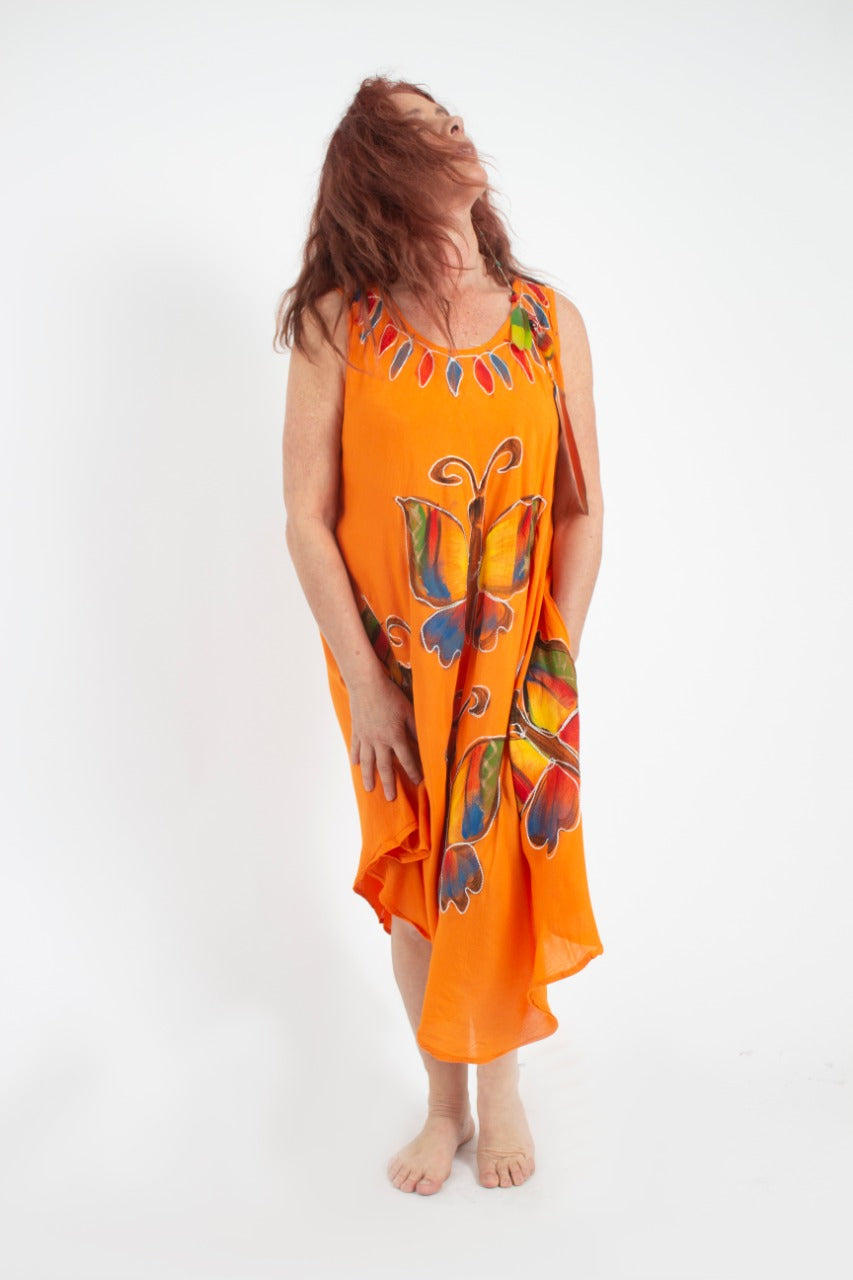 Vestido 3 Mariposas Naranjo
