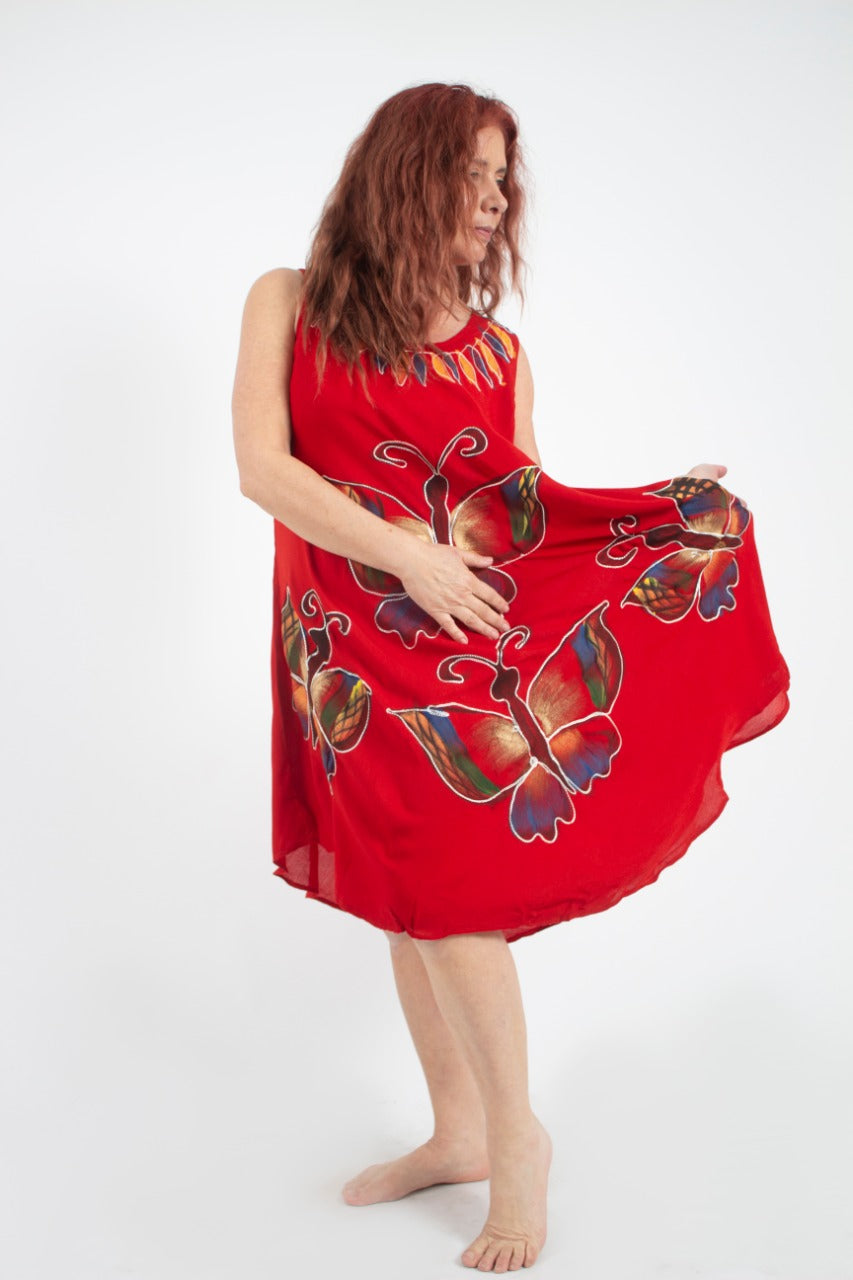 Vestido 3 Mariposas Rojo