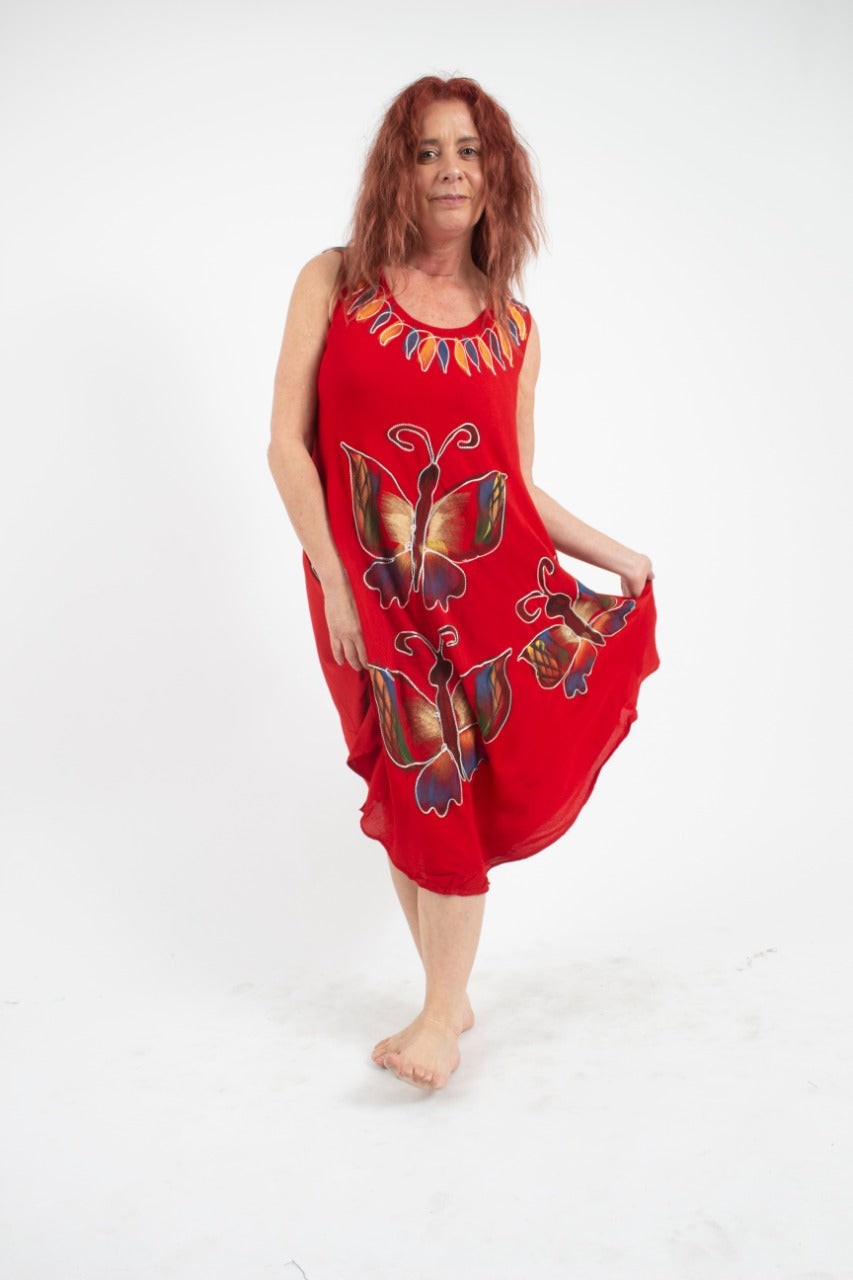 Vestido 3 Mariposas Rojo