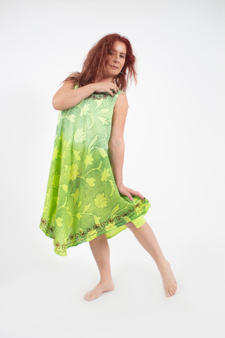 Vestido Teñido 2 Tonos Verde