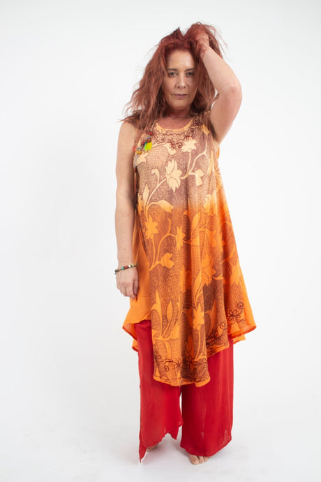 Vestido Teñido 2 Tonos Naranjo