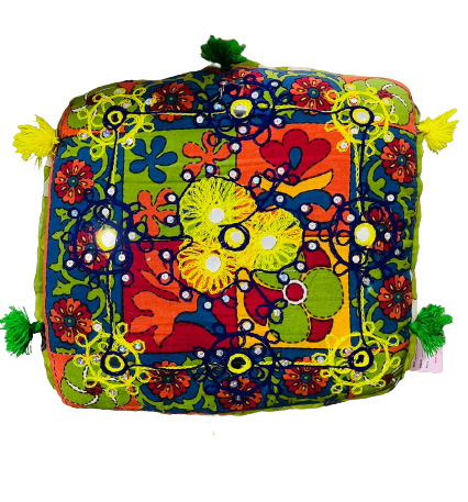 Cojin bordado a mano Multicolors Flower