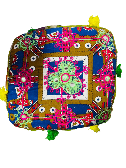 Cojin bordado a mano Pink- Blue