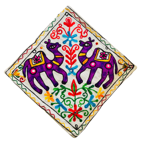 Funda de Cojín Bordado a mano - Camello Duo - Purple