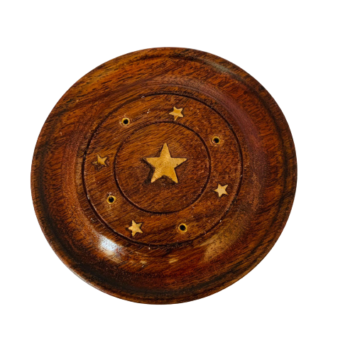 Porta Incienso Redondo de Madera: Estrella