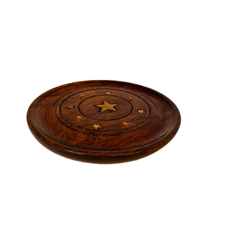 Porta Incienso Redondo de Madera: Estrella