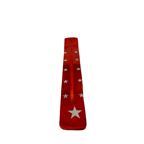 Tabla Porta Incienso Madera: Estrella Roja