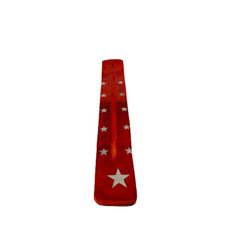 Tabla Porta Incienso Madera: Estrella Roja
