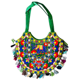 Cartera Bordada Diseño Elefante Azul - Verde