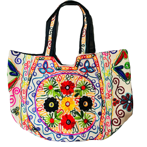 Bolso Playero Diseño Fantasia de Flores Multicolor