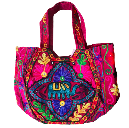 Bolso Playero Flor Elefante - Burdeo