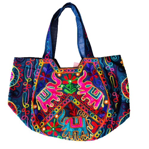 Bolso Playero Triple Elefante Azul Oscuro