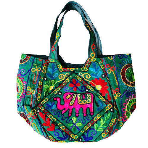 Bolso Playero Diseño Elefante Verde Pino