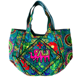 Bolso Playero Diseño Elefante Verde Pino